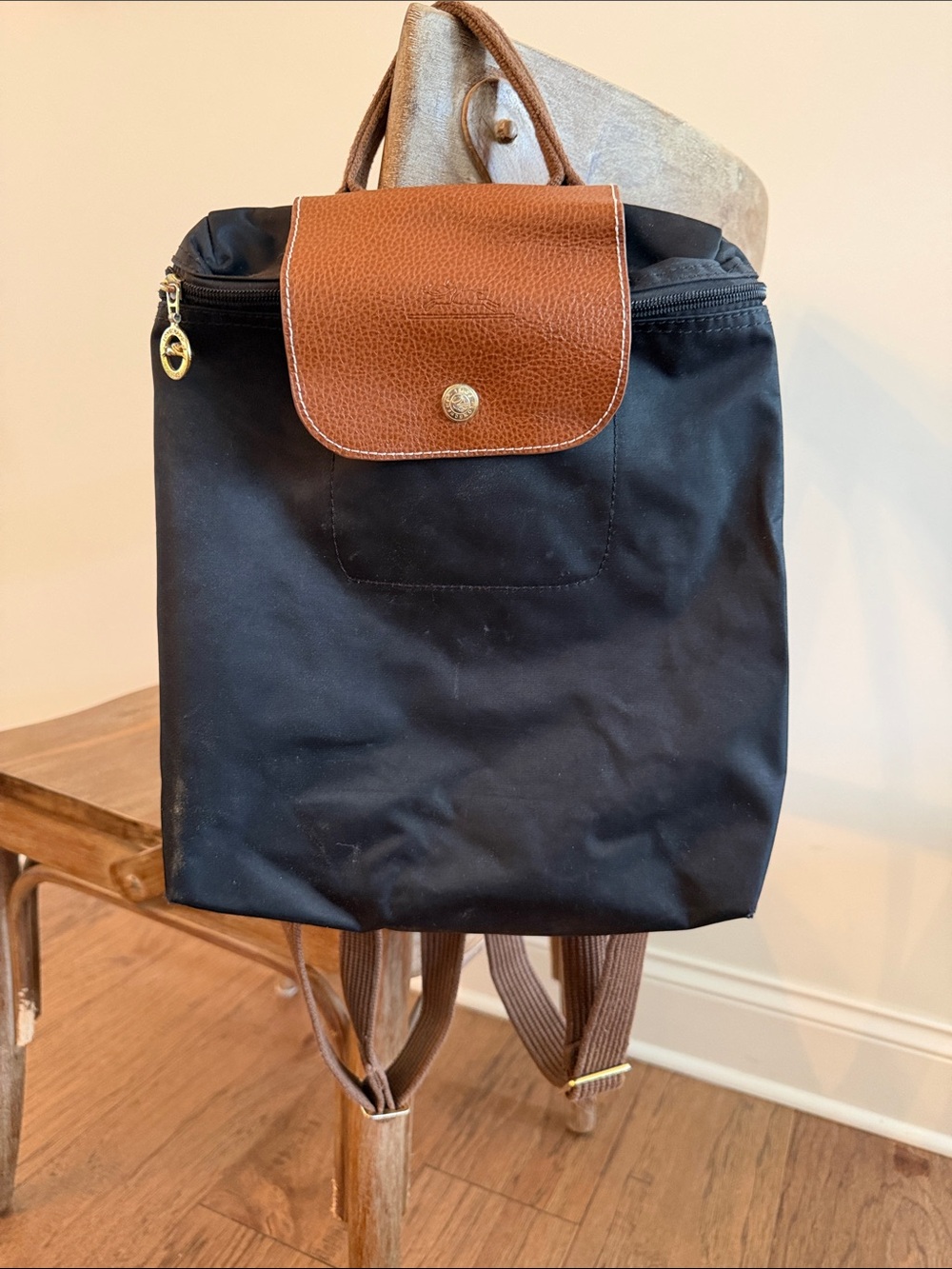 Longchamp Le Pliage Small Foldable Backpack - Brown & Black